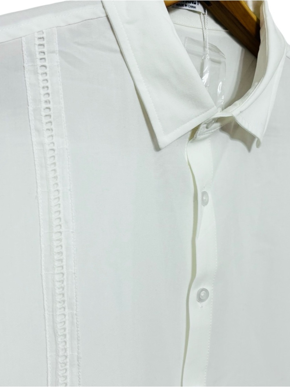 NWT Coofandy Cuban Guayabera Shirt Mens Large White Short Sleeve Button Up - Picture 8 of 13